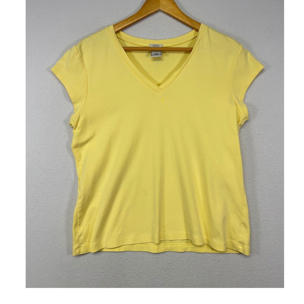 Classic Minimalist Old Navy Women XL Yellowā V-Neck Perfect Fit Cotton Tee Shirt